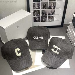 Designer Celins Cap Hat Korean Net Red Ins Same C-letter Washed Denim Baseball Hat Fashion Versatile Metal Button Adjustable for Small Face
