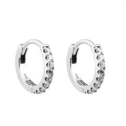 Hoop Earrings 2024 Rose Sparkling Huggie Real 925 Silver Christmas Round Shape Female Radiant Hearts For Women