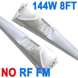 8 Foot 144W Integrated LED Tube Light 144Watt T8 4 Rows 96" Four Row 144000 Lumens(300W Fluorescent Equivalent) Milky Cover 6500K 8FT LED Shop Lights crestech