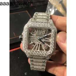 Cartiiers Diamonds watch WKNE digner Skeleton Sier Moissanite PASS TT Quartz movement Top quality Men Luxury Iced Out Sapphire with box TFG1