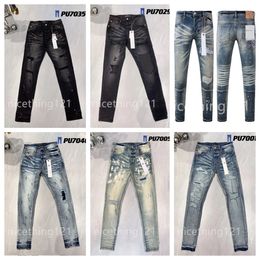 Purple jeans black jeans womens mens pants Denim Trousers High-end Quality Straight Retro Ripped Biker Jean Slim Fit Motorcycle Clothing