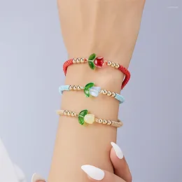 Charm Bracelets Elegant Tulip Bracelet Handmade Braided Rope Fashion Sweet Flower Adjustable Wristband Friendship Jewelry Gifts