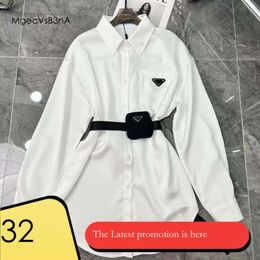 Sashes Blouse For Womens Designers Triangle Letter Shirts Tops Quality Chiffon Women's Blouses Sexy Coat With Waist Bag SML 230