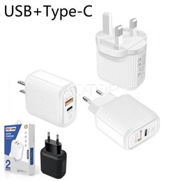 USB+Type-C 20W Fast Charger USB 3.0 Type C 2 Ports Quick Charger Adapters For iphone Samsung Smart phone