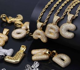 Custom Personalised English Name Necklaces Gold Silver Bubble Letters Iced out CZ alphabet Pendant chains For women men Hip hop Je2097762