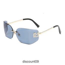 Women Fashion Mumu Sunglasses Arc Rimless Metal Designer Sun Glasses Lady Beach Adumbral Eyeglasses Men Goggle Sunglassesp1u7