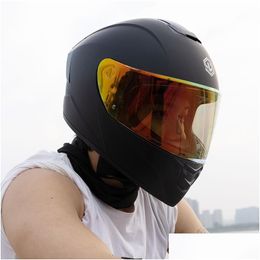 Motorcycle Helmets New National Standard 3C Certification With Dual Lenses For Men And Women Bluetooth Fl Four Seasons Racing Personal Otmwf