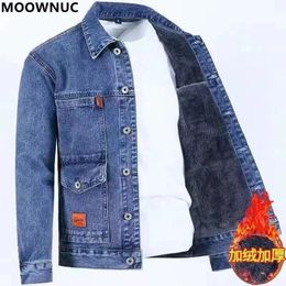Autumn and Winter Mens Classic Fashion All-Match Denim Jacket Mens Fleece Thickening Warm High-Quality Jacket S-5XL 240304