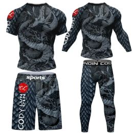 Sets Men MMA Boxing Set Jiu Jitsu Muay Thai Rashguard Running Tracksuit Training Bodybuilding Workout Sportswear Fitness Gym Clothing