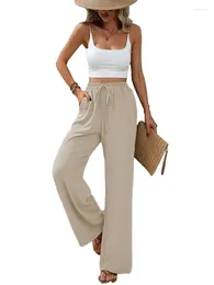 Women's Pants Women Wide Leg High Waist With Adjustable Knot Loose Casual Trousers Business Work Wholesale