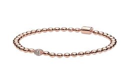 Fine Jewellery Authentic 925 Sterling Silver Bead Fit Charm Bracelets Rose Gold Beads & Pave Bracelet Safety Chain Pendant DIY beads5414839