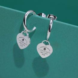 Luxury Dangle Earrings Brand Designer 18k White Gold Plated Heart Charm Round Circle Drop Earrings With Box For Women Jewelry