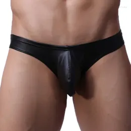 Underpants Sexy Gay Underwear Men Faux Leather Briefs Shorts Man Panties Breathable Low Waist Pouch Cueca Calzoncillo S-L