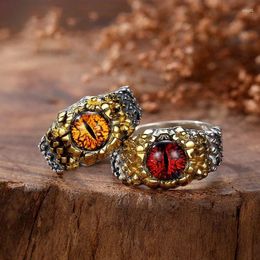 Cluster Rings Vintage Punk Style Hip Hop Pythons Snake Eye Unique Crafts Red Ring Opening Adjustable Thai Silver 925 Mens Fine Jewellery