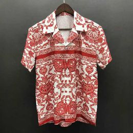 Men's T-Shirts 2017 Summer Hip Hop Plant Printed Beach Shirt for Mens Harajuku Colourful Contrast Casual Short Sleeve Button Down Shirt J240228