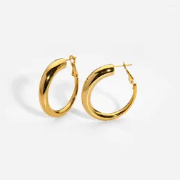 Hoop Earrings 316L Stainless Steel Geometric Hollow Jewelry For Women Trendy Gold Plated Metal Statement Mujer Gift