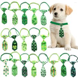 Dog Apparel 30/50 Pcs St Patrick's Day Puppy Pet Bowties Necktie Clover Pattern Cat Hair Rubber Bands Grooming Accessories Tie