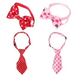 Dog Collars 2 Sets Festival Heart Patterned Pet Bow Ties Decor Valentine's Day Neckties