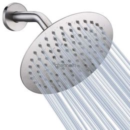 Bathroom Shower Heads Rain Head Ultra-Thin 304 Stainless Steel Brushed Showerhead High Pressure Round Rainfall top-spray Accessories YQ240228