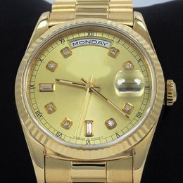 Luxury DJ Factory High Quality A K Yellow Gold Diamond Dial Watch Asia Automatic Mens Men s mm Watches Box