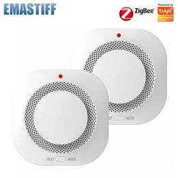 Tuya WiFi Zigbee Smoke Alarm Fire Protection Smoke Detector Smokehouse Combination Fire Alarm Home Security System Firefighters 240219