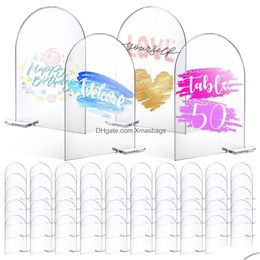 Other Event Party Supplies Clear Arch Acrylic Sign With Stand Blank Arched Sheet Base For Wedding Table Number Card Menu Bar List Dh1Dz