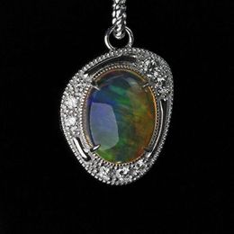 High End Fine Jewellery Luxury 925 Sterling Silver Vvs Moissanite Oval Australian Opal Pendant for Necklace Women Men Wedding