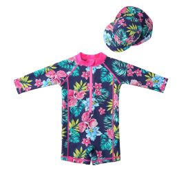 Hats Ere Kid's Swimsuit with Hat Nylon Baby Girl Swimwear Swimming Suit with Hat for Outdoor Sport