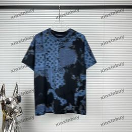 xinxinbuy Men designer Tee t shirt 2024 tie dye Letter Speckle Print 1854 short sleeve cotton women blue black white green khaki XS-L