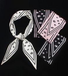 Whole 2019 Europe and America 110cm Tied Bag Handle Scarf Ribbon Ms Twill Printing Silk Skull Head Ghost Wild Small Scar296394343248