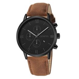 Fashion Geneva Men Date Alloy Case Synthetic Leather Analogue Quartz Sport Watch Male Clock Top Brand Luxury Relogio Masculino D30259P