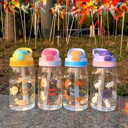 Water Bottles Student Plastic Bottle 1Pcs Children Portable Handy Cup Food Grade Leak Proof Kawaii Cartoon Animal Kids Drinkware