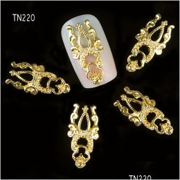 Nail Art Decorations Wholesale- 10Pcs/Lot 3D Golden Hollow Notes Charm Glitter Alloy Jewelry Rhinestones Diy Studs Tools Tn220 Drop Dhiqu