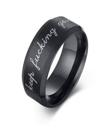 Fashion DIY Jewelry couple rings Keep Fucking Going Stainless Steel Men Ring Band Titanium Silver Black Ring Boyfriend Husband2077563