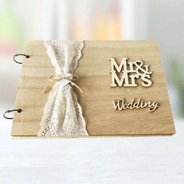 Party Supplies 1Pc 30 Pages Retro Wooden Guest Book DIY Sign-in Message Guestbook Gift For Engagement Wedding Ceremony
