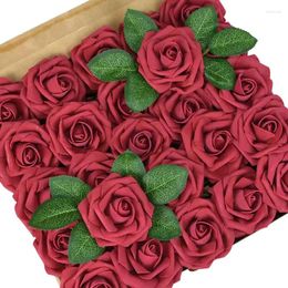 Decorative Flowers 25pcs Artificial Rose Bouquet Faux Foam Flower Wedding Bridal Event Celebration Centrepiece Birthday Baby Shower Decor