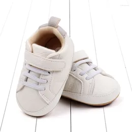 First Walkers BeQeuewll Baby Boys Girls Crib Shoes Cute Leather Sneakers Non-Slip Rubber Sole Infant For 0-18 Months