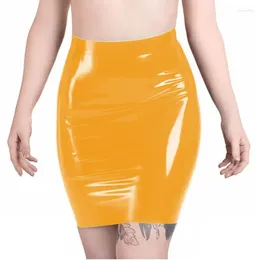 Skirts Women Sexy High Waist Wetlook PVC Leather Mini Stretch Seamless Faux Latex Skirt Office Lady Skinny Straight Street