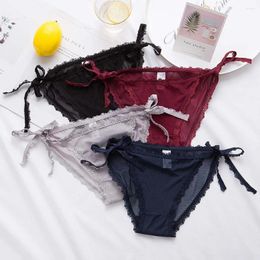 Women's Panties 1PC Women Temptation Transparent Mesh Underwear Sexy Bandage Low-waist Lace For Female Lingerie