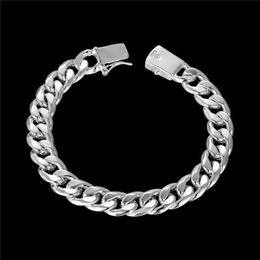 Wedding gifts square buckle side men's 925 silver bracelet JSPB037 Beast gift men and women sterling silver plated Charm bra236H