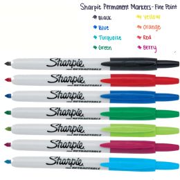 Markers 12pcs Sharpie Retractable Permanent Marker Oil Ultra Fine Point 0.5mm 1mm Coloured Paint Pen Painting on Plastic Metal Wood Cd