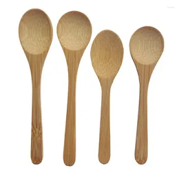 Spoons 500Pcs Wooden Spoon Tea Bamboo Tableware Condiment Coffee Dishes For Serving Cooking Tools Home Kitchen Utensils