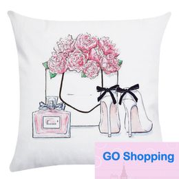 Classci Design New Small Perfume Bottle Series Peach Skin Fabric Pillow Cover Home Pillowcase