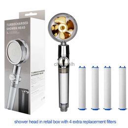 Bathroom Shower Heads Turbo Propeller Water Saving Head and Holder High Preassure Showerhead Rainfall with Fan Accessories YQ240228