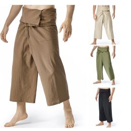 Pants Summer Daily Thai Fisherman Linen Pants Men's Women's Loose Yoga Pirate Harem Pants Baggy Hosen Homewear QuickDry Trousers