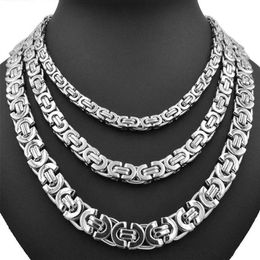 Stainless Steel Necklace Byzantine Link Silver Chain Men Women Necklaces Fashion Unisex Thick Silver Necklaces Width 6mm 8mm 1231c