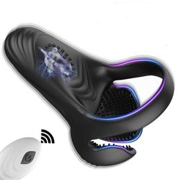 10 Speed Vibrating Silicone Rings Massage Testis Stimulation Wireless Remote Control Sex Toys for Men Adult Products