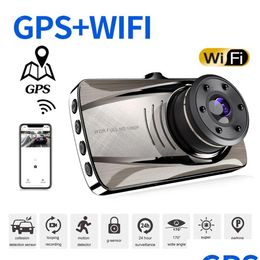 Car Dvrs Car Dvr Wifi Gps Vehicle Camera Dual Lens Rear View Dash Cam 1080P Hd Video Recorder Black Box Night Vision Parking Monitor S Dhese