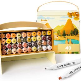 Markers Arrtx ALP 40 Colors Alcohol Marker Yellow Tune Marker Pen Set Perfect for Light Flame Harvest Wheat Fields Fallen leaves