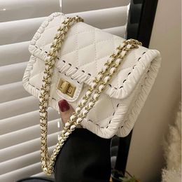 Handwoven Handbag for Women in 2024, New High-end Texture, Niche Diamond Grid Chain Bag, Versatile Single Shoulder Crossbody Bag 75% Factory Wholesale